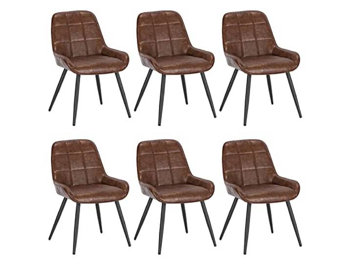 WOLTU Esszimmerstühle 6er Set, Küchenstühle gepolstert ergonomisch mit Rückenlehne, Kunstleder, für Wohnzimmer Küche Esszimmer, Braun