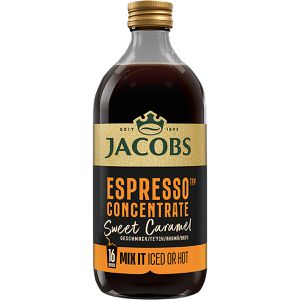 Jacobs Kaffeekonzentrat Espresso Typ Concentrate Sweet Caramel, gesüßt, mit löslichem Bohnenkaffee & Karamellnote, 485 ml