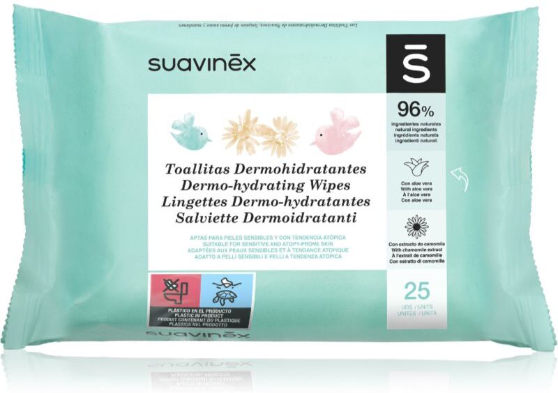 Suavinex Baby Dermo-hydrating Wipes lingettes visage et corps 25 pcs