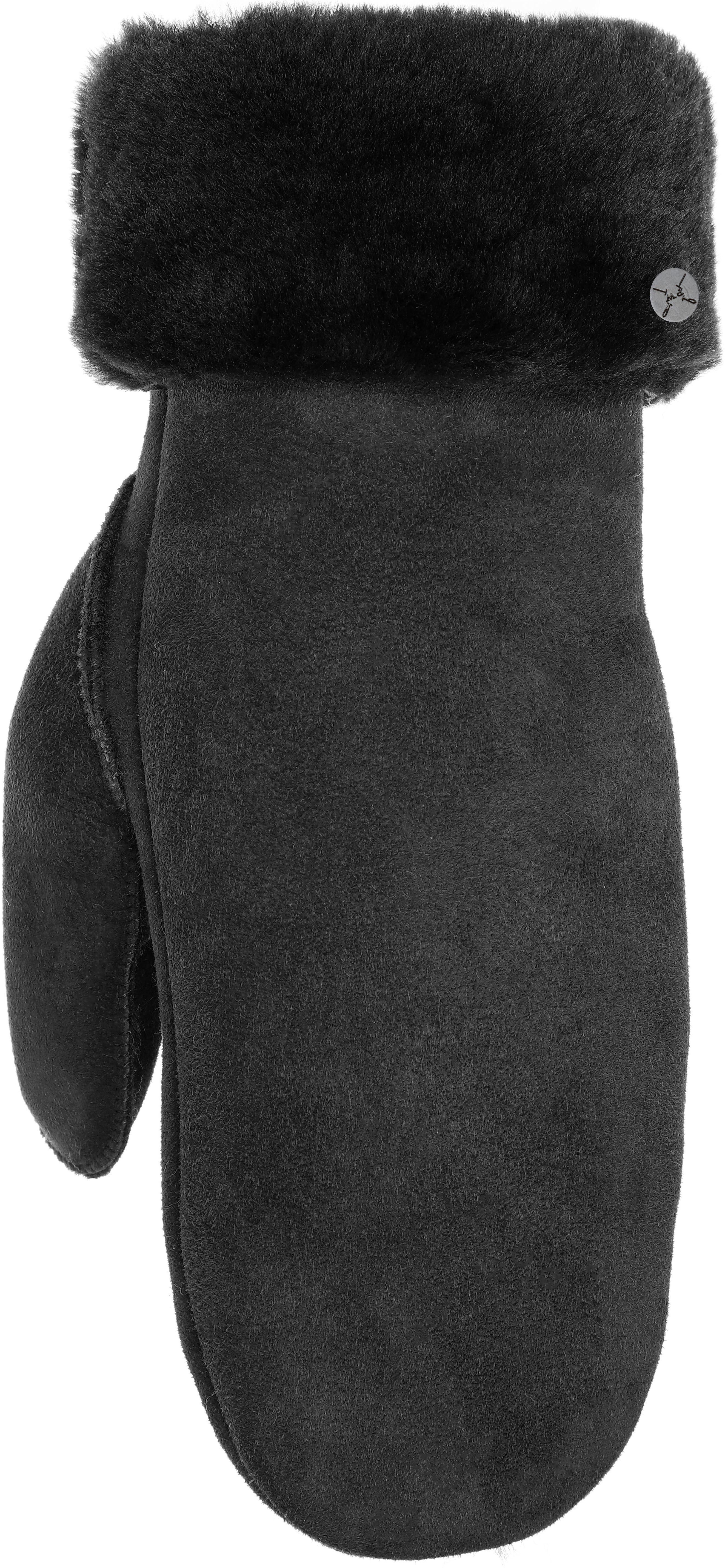 Lederhandschuhe PEARLWOOD "FIONA", Damen, Gr. 7, schwarz, Schafsleder, unifarben, Handschuhe Lederhandschuhe, Velourleder, Fausthandschuh, warm gefüttert schwarz 7