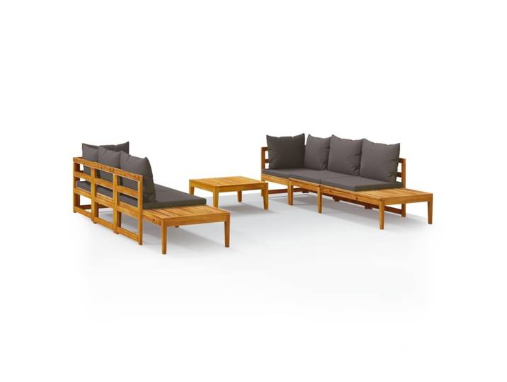 vidaXL Ensemble de salon de jardin 5 pièces avec coussins gris foncé en bois d'acacia