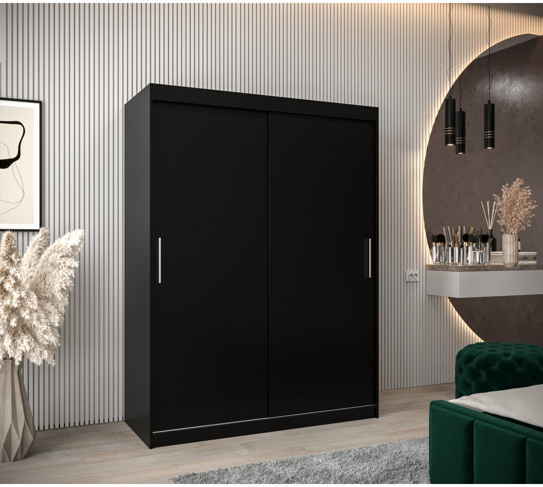 Alpen Home Aylinne 2 Door Wardrobe Black Matt 150cm W X 62cm D