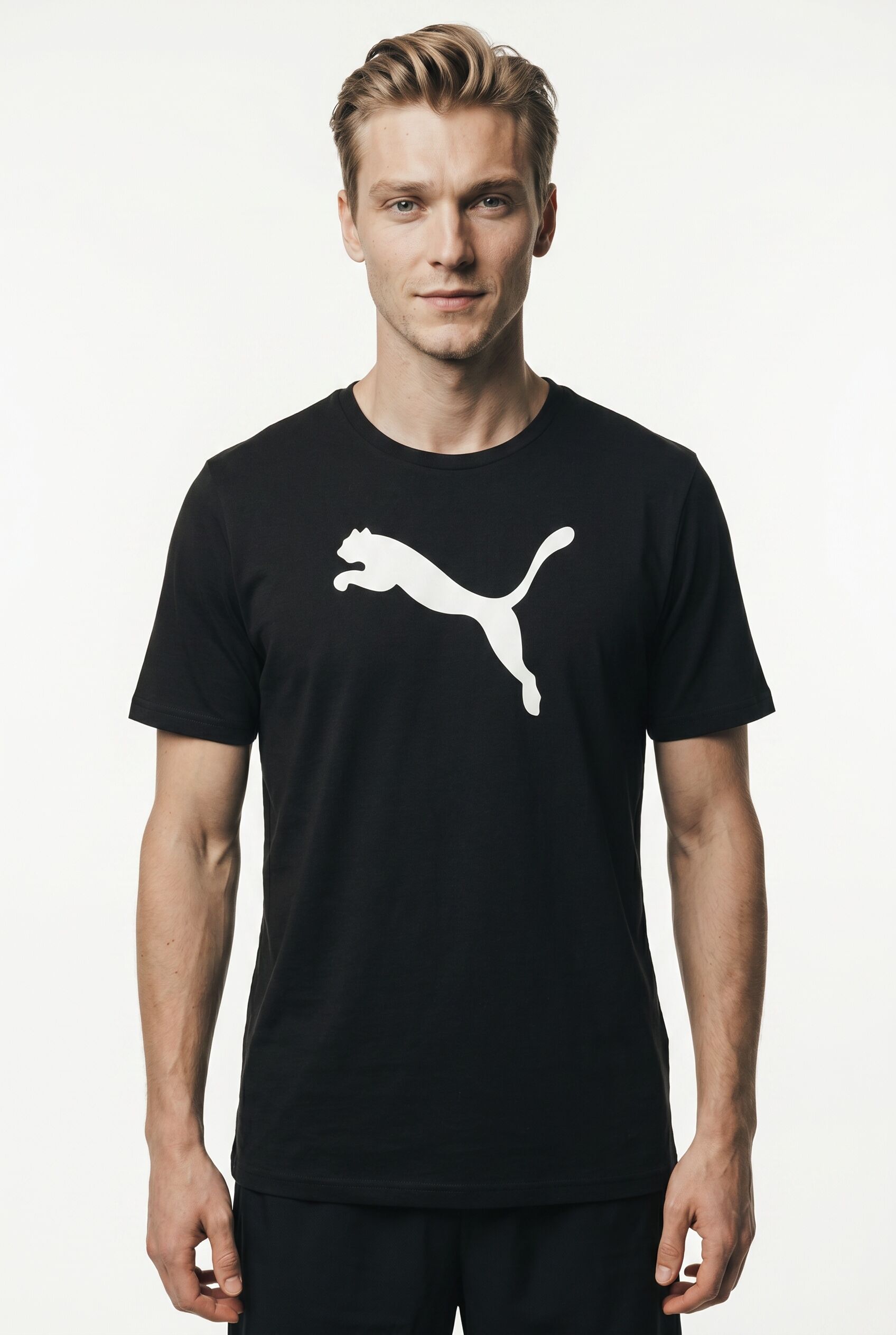 Fussballtrikot PUMA "TEAMRISE LOGO JERSEY COTTON", Herren, Gr. S, schwarz (puma schwarz, puma weiß), Jersey, Obermaterial: 100% Baumwolle, unifarben, regular fit normal, Rundhals, Trikots Fussballtrikot, für Fussball, Kurzarm, sportlicher Stil, aus Baumwo