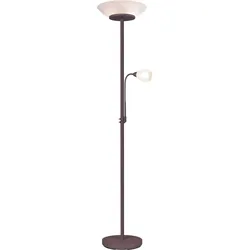 Stehleuchte Stehlampe Deckenfluter Innenleuchte Wohnzimmerlampe Leseleuchte flexibler Arm, getrennt schaltbar, Metall, Rost, Glas, weiß, DxH: 34x180 cm