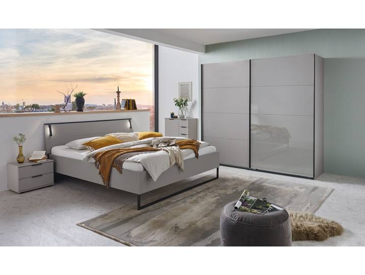 Schwebetürenschrank Tilburg 225cm Grau/Glas Grau