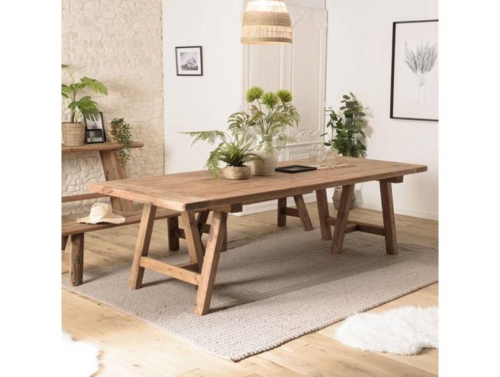 SANDY - Table à manger rectang. 270x100cm bois Pin recyclé SANDY (2 COLIS)