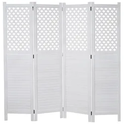 Mendler Paravent HWC-A84, Raumteiler Trennwand Sichtschutz, Ornamente 170x161cm ~ weiß