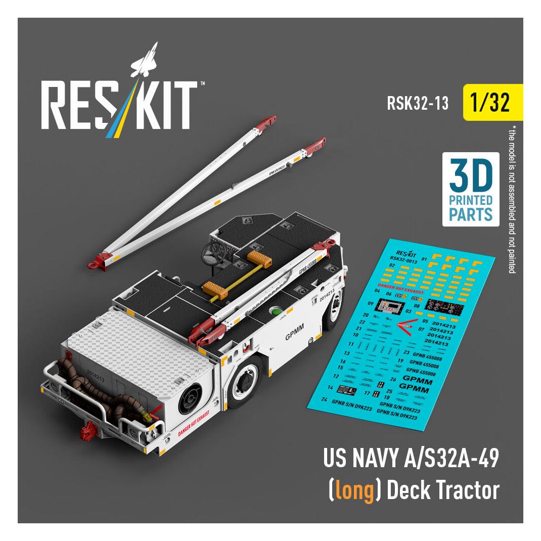 ResKit US NAVY A/S32A-49 (long) Deck Tractor (3D Printed model kit) (RSK32-0013)