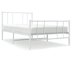 vidaXL Bettgestell mit Kopf- und Fußteil Metall Weiß 100x200 cm