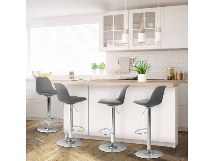IDMARKET Lot de 4 tabourets de bar KARL design gris