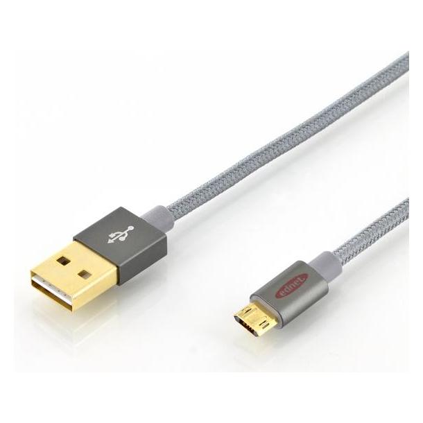 ednet USB Daten-/Ladekabel USB A - micro B farbig St/St 10 m High Speed Stecker wendbar (1 m, USB 2.0) (31056)