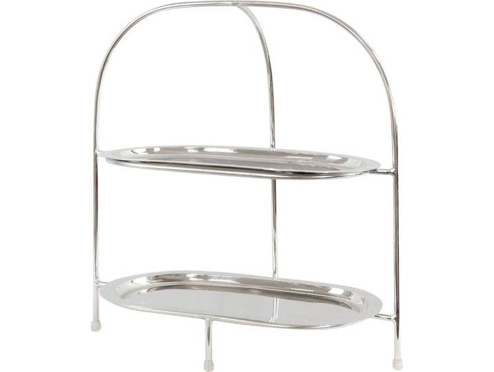 FURNARO Etagere TABLE, Edelstahl vernickelt, zweistöckig aus Edelstahl vernickelt ca. 40cm