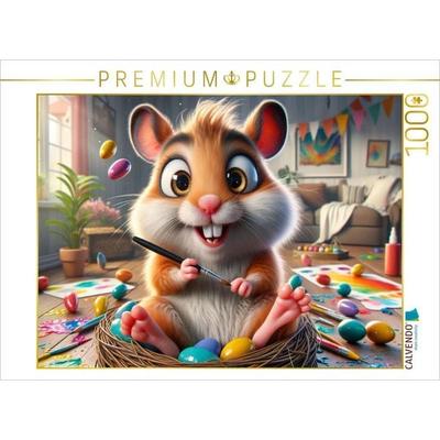 CALVENDO Puzzle Ostereierspaß mit dem Künstler-Hamster | 1000 Teile Lege-Größe 64x48cm Foto-Puzzle für glückliche Stunden