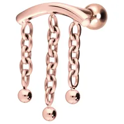 Titan Ohrpiercing mit Innengewinde BOGEN + 3 KETTEN