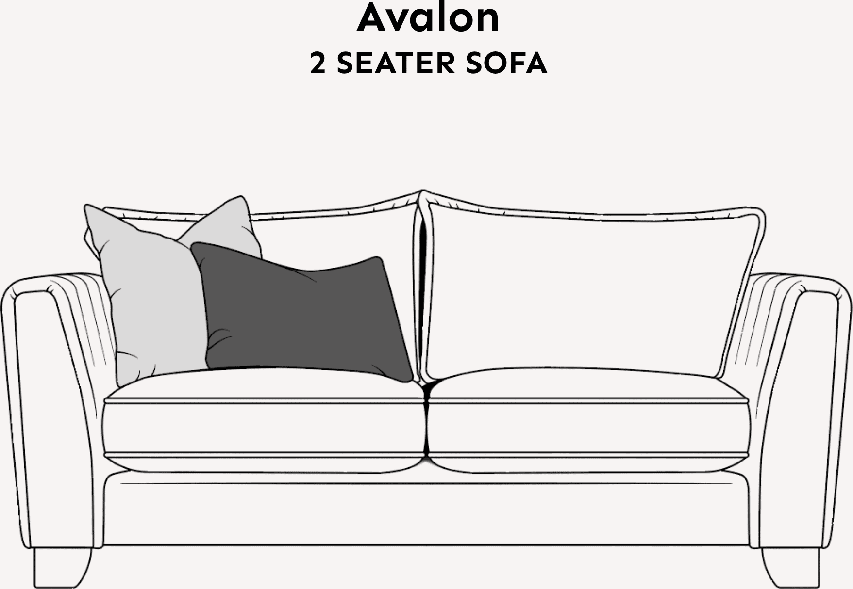 Avalon Neutral Velvet Sofa Range with Monochrome Accents, 2 Seater