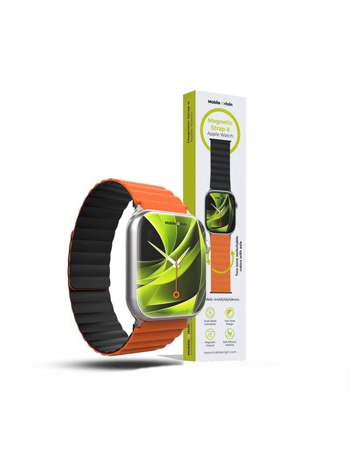 Mobile Origin Magnetic Watch Strap II - orange/black - Apple Watch 49mm/46mm/45mm/44mm