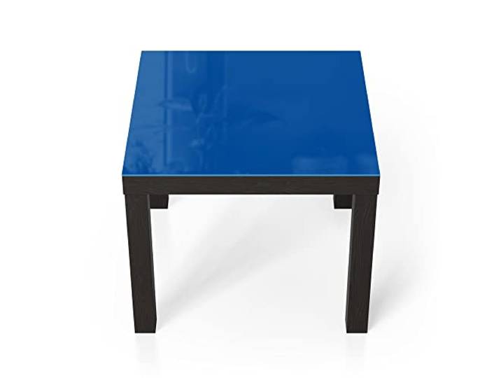 DEQORI Glastisch schwarz klein 55x55 cm Unifarben - Mittelblau ausgefallener Beistelltisch aus Glas Hochglanz Couchtisch fürs Wohnzimmer moderner Couch Tisch mit Design
