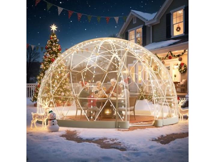 VEVOR Tente à Bulle Dôme\, 2\,9 x 1\,7 m\, Tente Igloo Bulle Transparente Résistante\, 2 à 4 Personnes\, avec Fenêtres pour Extérieur\, Camping\, Terrasse\, Arrière-Cour\, Jardin\, Fêtes\, Anniversaires\, Mariage