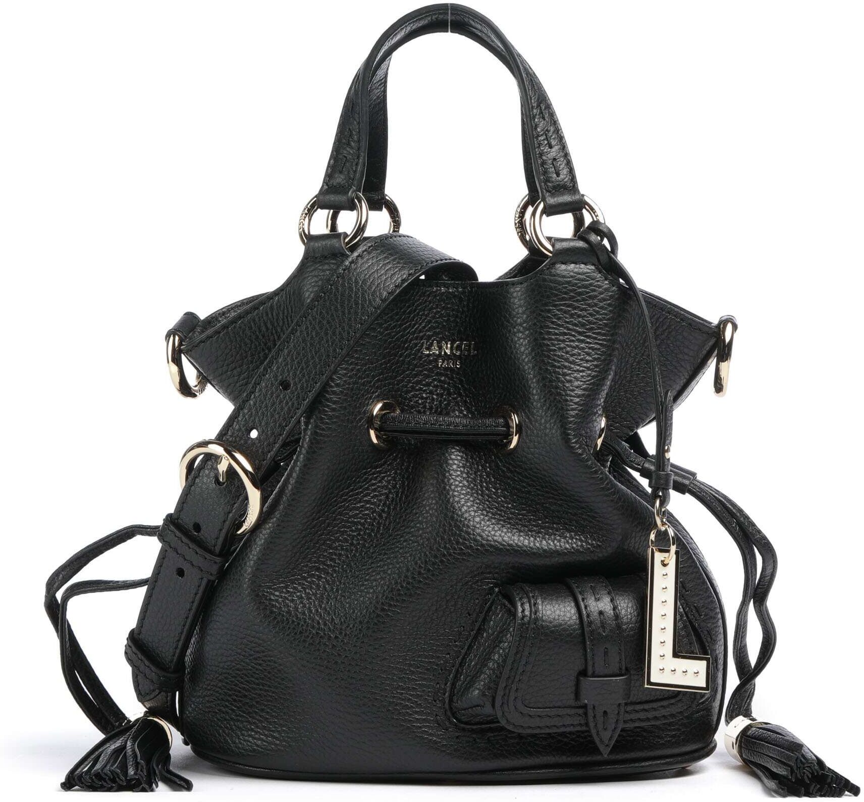 Lancel Premier Flirt S Bucket Handtasche aus Leder, schwarz