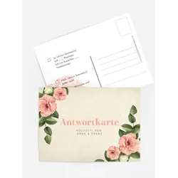 Antwortkarten Hochzeit selbst gestalten mit Spruch und Fotos im Onlinedesigner bei Meine-Kartenmanufaktur.de
