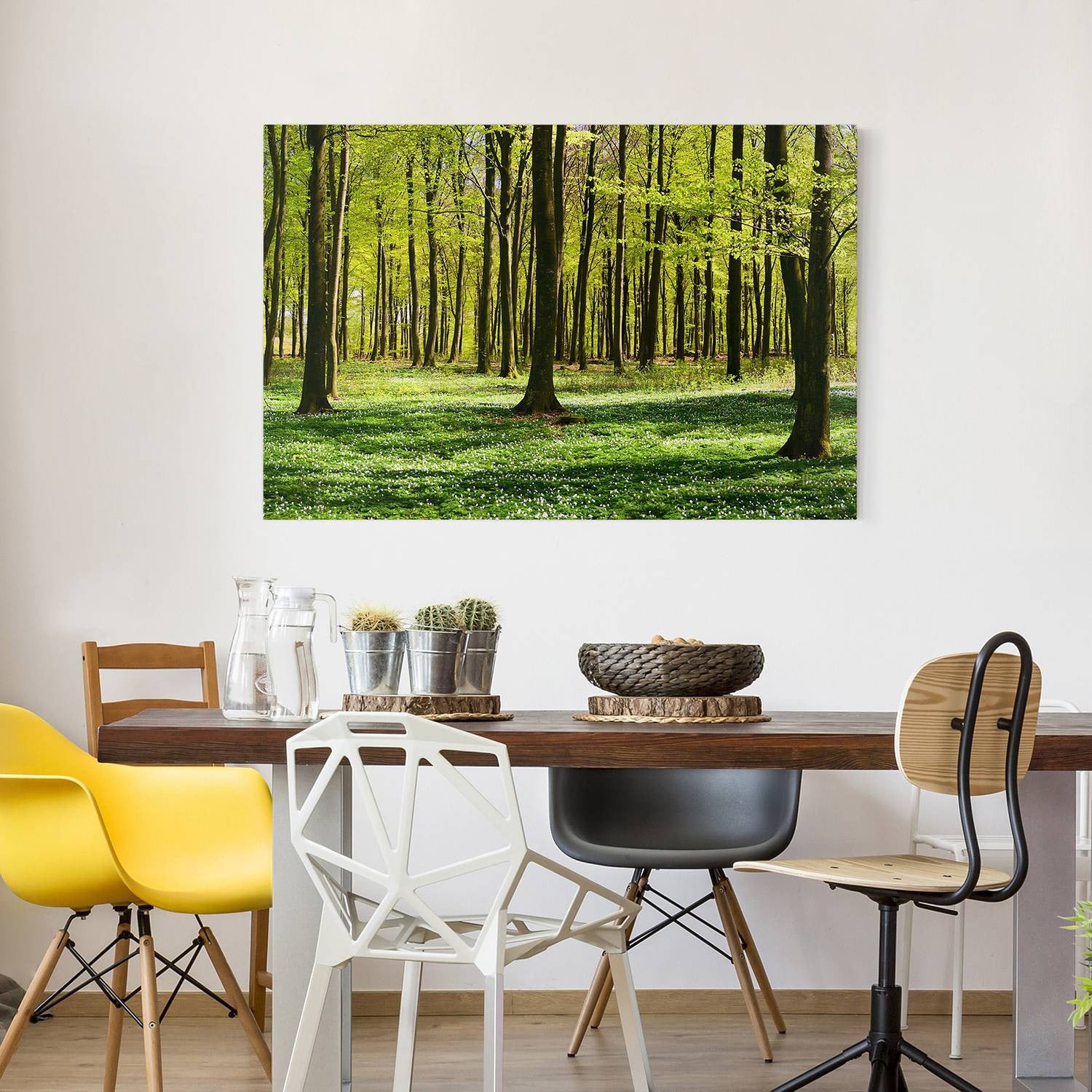 home24 Canvas Afbeelding Bosweide Linnen Groen 90 cm