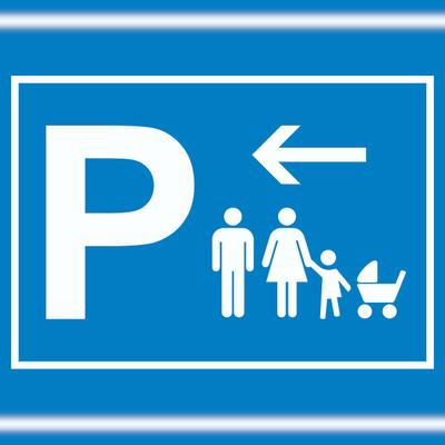 HB-Druck Eltern Kinderwagen Parkplatz Schild mit Richtungspfeil links waagerecht A4 (210x297mm)