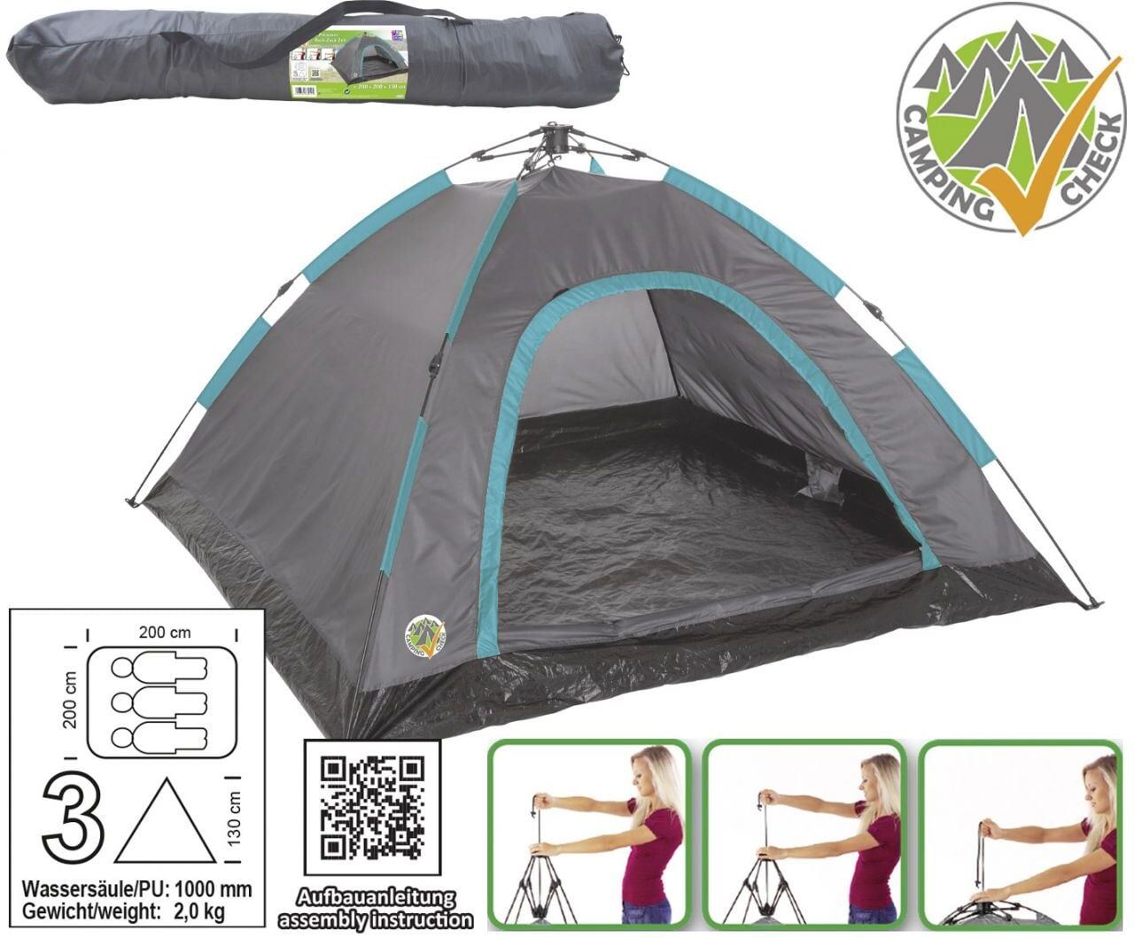 Happy People Zelt Ruck-Zuck 3 Personen