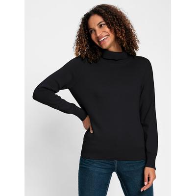 Rollkragenpullover CASUAL LOOKS "Pullover", Damen, Gr. 40, schwarz, 100% Baumwolle, Pullover Rollkragenpullover