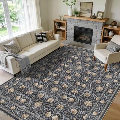 Garvee William Morris Style Floral Area Rug