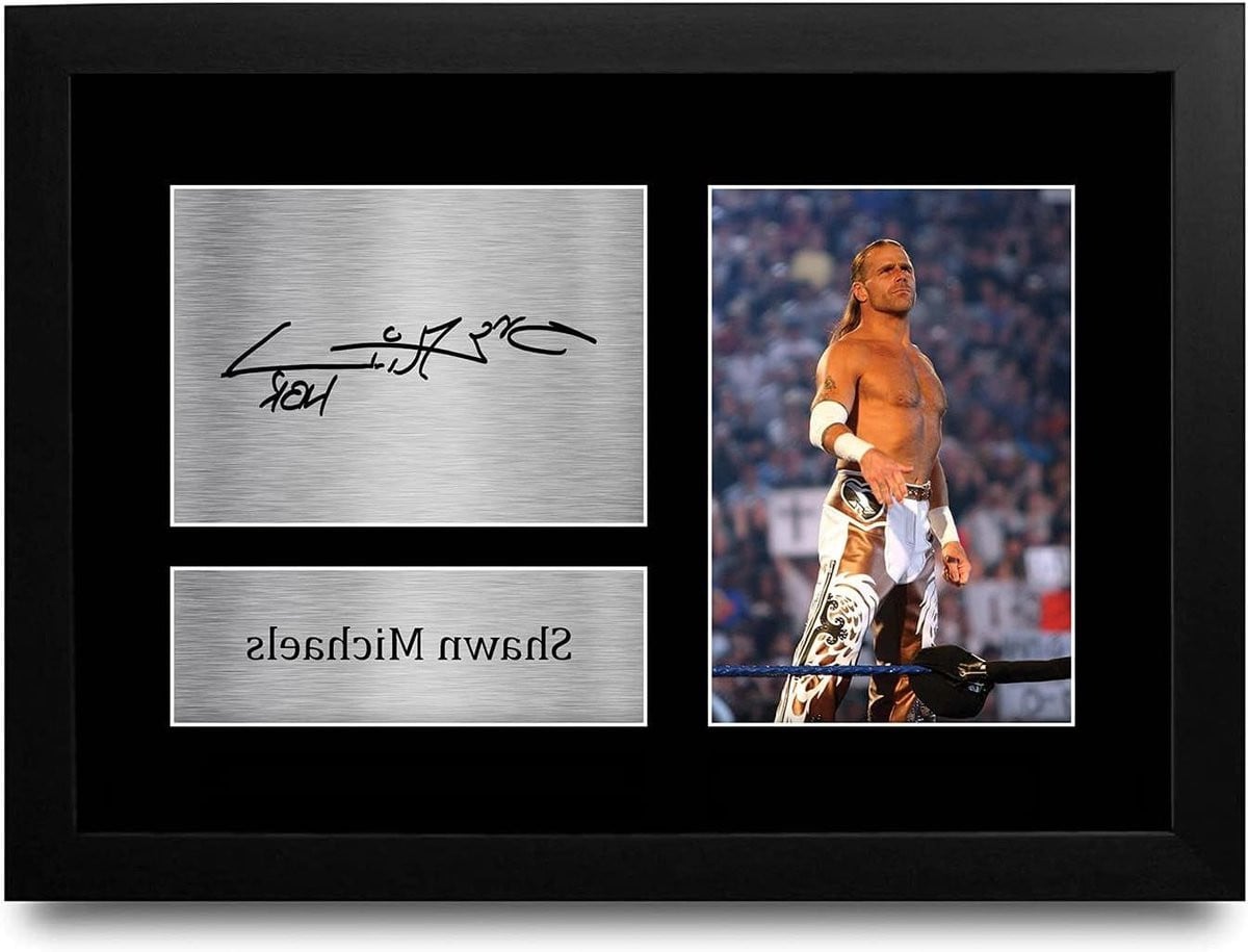 Wanddecoratie Foto Gesigneerde Reproductie Fan Verzameling met Naamplaatje A4 Formaat Zwart