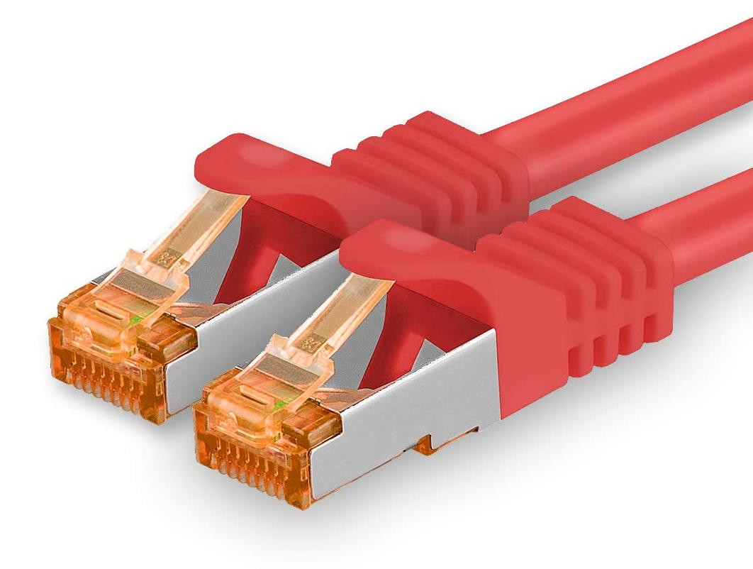 1aTTack.de CAT7 LAN-patchkabel 10 Gb/s, RJ45 netwerkkabel, 15 m, rood