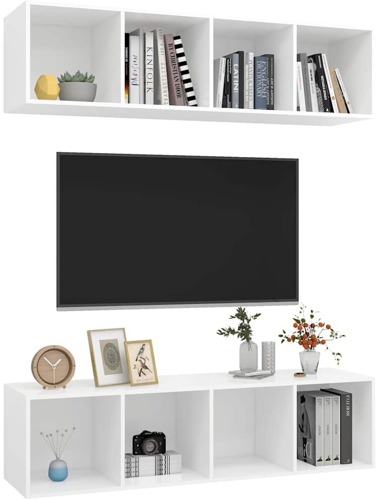vidaXL Meubles TV muraux 2 pcs Blanc Bois d'ingénierie