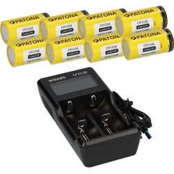 Set 8x CR123A + Xtar VC2 2-Schacht Lithium Ladegerät