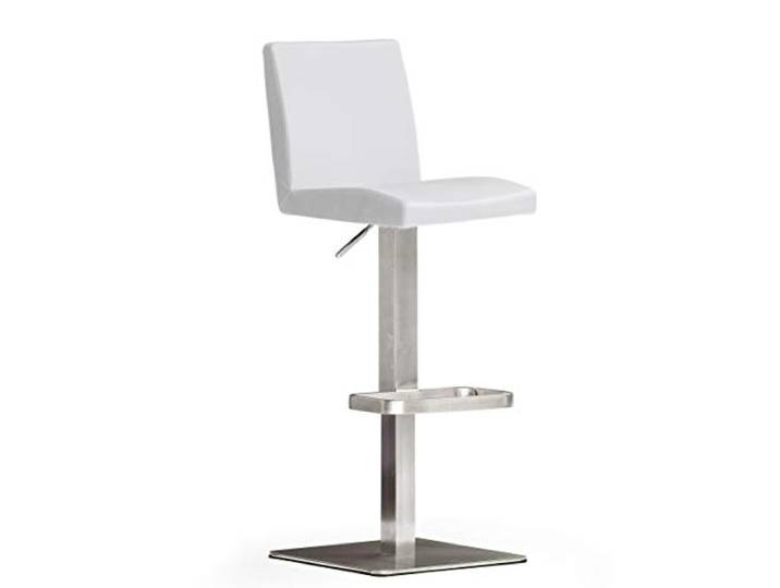 Robas Lund Barhocker Weiß mit Lehne Barstuhl drehbar 180 Grad, Hocker höhenverstellbar, PU LO.PES