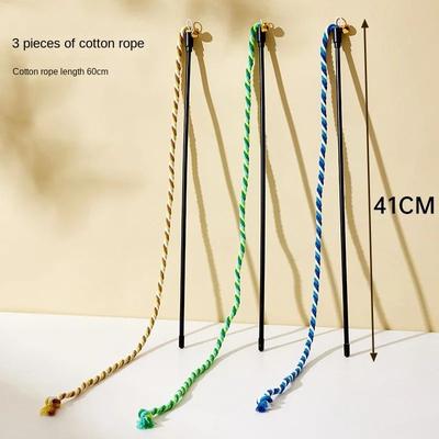 Uplifted Finds Simulation Feather And Satin Ribbon Interactive Cat Teaser Wand Toy pack Of 3 B