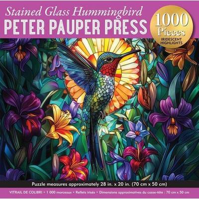Stained Glass Hummingbird 1000-Piece Jigsaw Puzzle (Gold Foil Highlights)