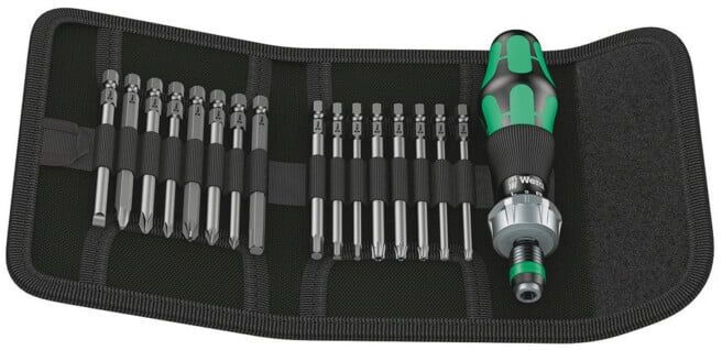 Jeu de tournevis Wera KK 60 RA 17 pièces avec lames interchangeables pochette pliable W (05051040001)