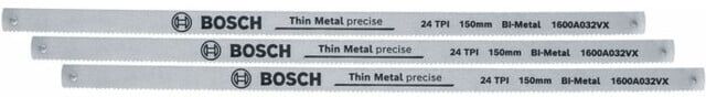 BOSCH Lames de scie à archet 150 mm 24 TPI, lot de 3 (1600A032UL)