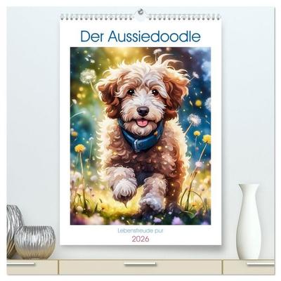 Der Aussiedoodle - Lebensfreude pur (hochwertiger Premium Wandkalender 2026 DIN A2 hoch), Kunstdruck in Hochglanz