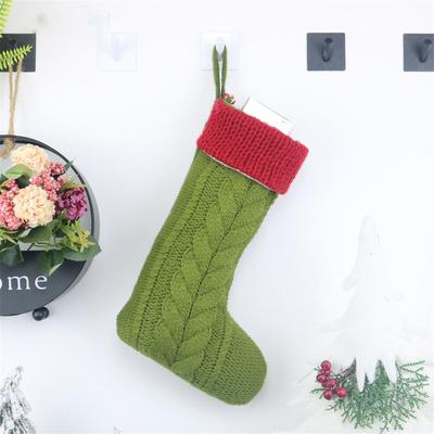 Inspired Deals 2 PCS Christmas Stocking Gift Bags Wool Knit Hanging Christmas Tree Decorations green