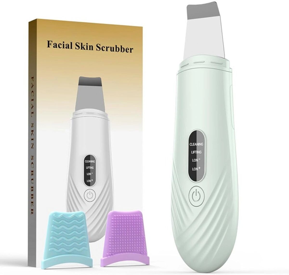 INF Appareil facial ultrasonique portable avec EMS et ions pour nettoyer les pores et prendre soin des points noirs Vert