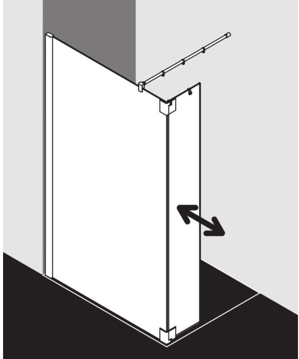 Kermi Pasa XP Seitenwand mit beweglichem Flügel PXT1L083201PK 83x200cm, silber mattglanz, ESG klar Clean, links, auf Duschplatz