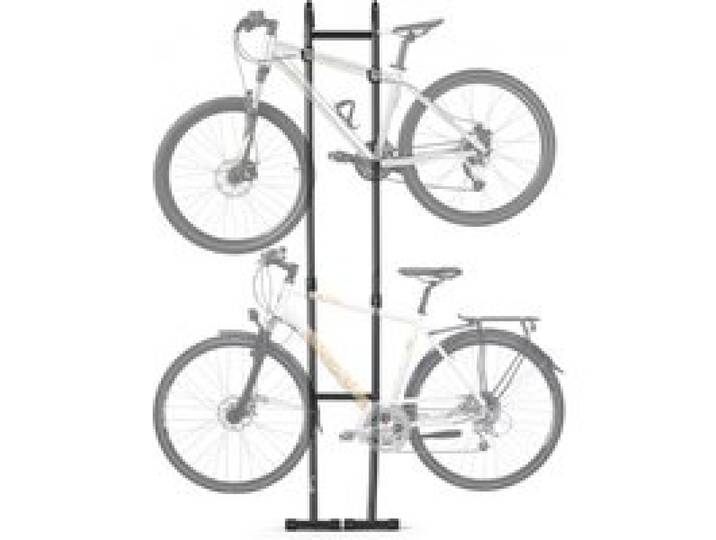 VEVOR Fahrradständer Vertikaler Abstellständer für 2 Fahrräder Schwarz, Kohlenstoffstahlrahmen, Mit Höhenverstellbare Haken, Freistehend & Bohrlos, Max. 45,5 kg Tragkraft, Universal für MTB Rennrad