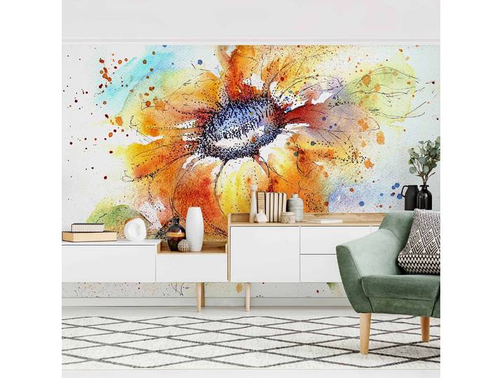 Vliestapete Painted Sunflower 432 x 290cm 432 x 290 cm