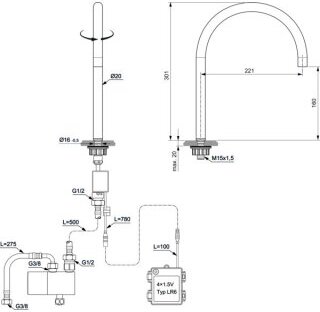 IDEAL STANDARD A7832AA Berührungslose Waschtischarm. Solos