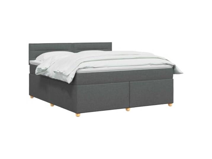 vidaXL Boxspringbett mit Matratze Dunkelgrau 180 x 200 cm Stoff Angenehmer Komfort mit Höhenanpassung. Sorge für eine coole Stimmung mit integrierter Beleuchtung