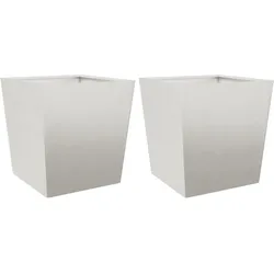 Helloshop26 - Pflanzkübel Hochbeet Blumenbeet Garten Terrasse 2er-Set 50 x 50 x 50 cm hellgrauer Edelstahl 02_0038993