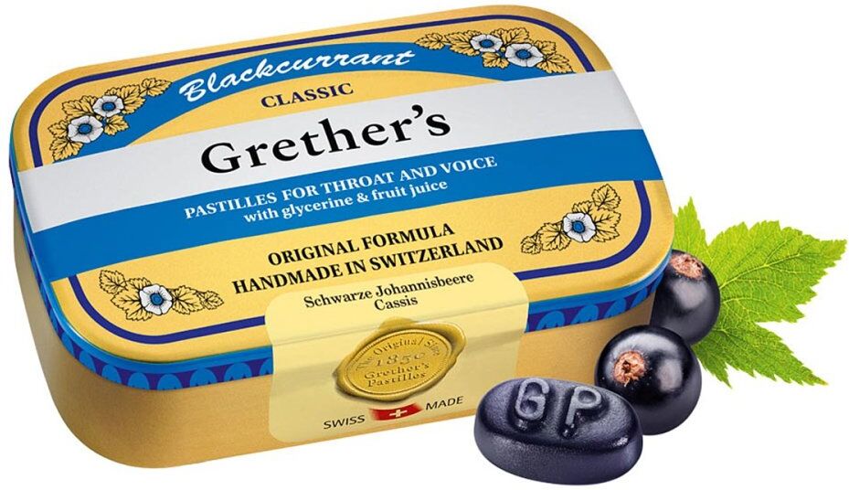 Grethers Blackcurrant Gold zuckerhaltig Pastillen Dose 110g