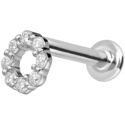 14 Karat Gold Labret mit Push Fit MOISSANIT-KREIS