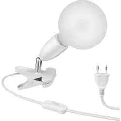 ledscom.de E27 Klemmleuchte LIK, weiß inkl. E27 Leuchtmittel 550lm warmweiß